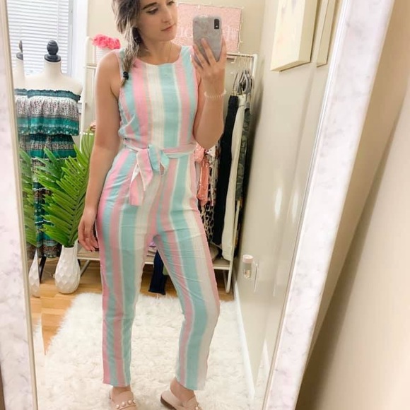 pastel blue jumpsuit